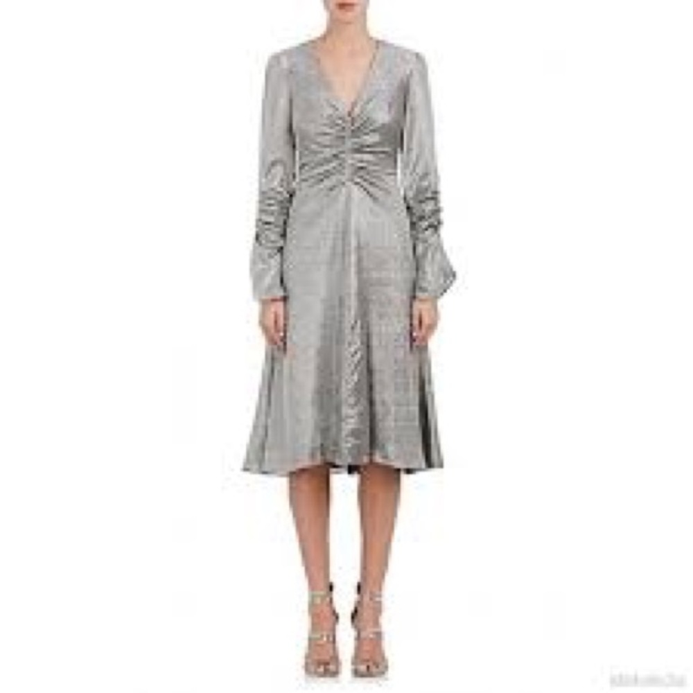 Prabal Gurung ruched silk blend lamé dress